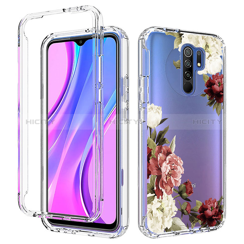 Custodia Silicone Trasparente Ultra Sottile Morbida Cover Fronte e Retro 360 per Xiaomi Redmi 9 Prime India Marrone