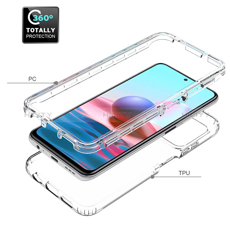 Custodia Silicone Trasparente Ultra Sottile Morbida Cover Fronte e Retro 360 per Xiaomi Redmi Note 10 4G Chiaro