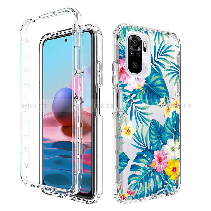 Custodia Silicone Trasparente Ultra Sottile Morbida Cover Fronte e Retro 360 per Xiaomi Redmi Note 10S 4G Cielo Blu