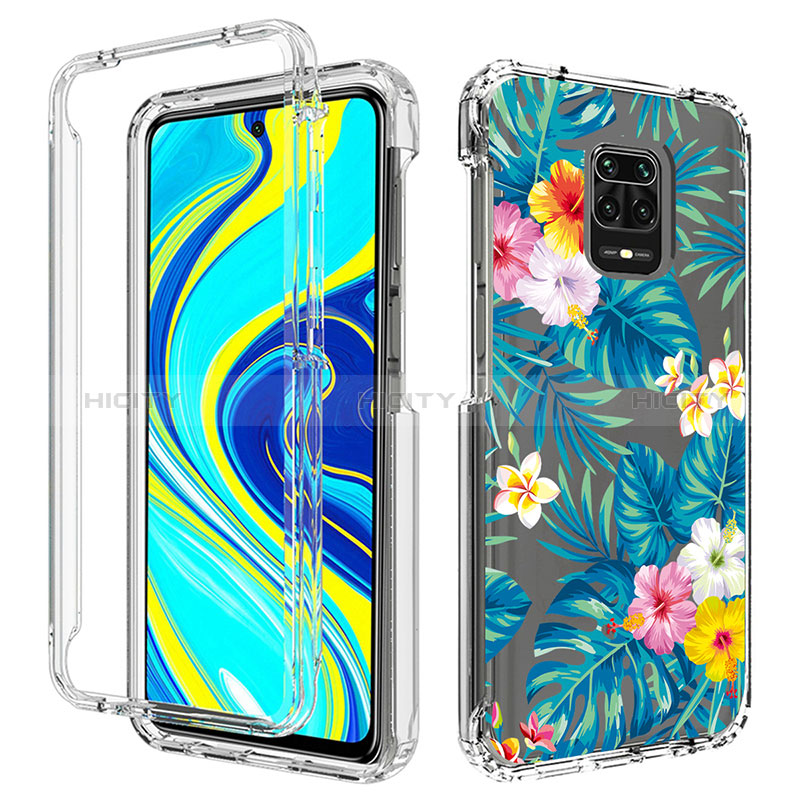 Custodia Silicone Trasparente Ultra Sottile Morbida Cover Fronte e Retro 360 per Xiaomi Redmi Note 9 Pro Max Cielo Blu