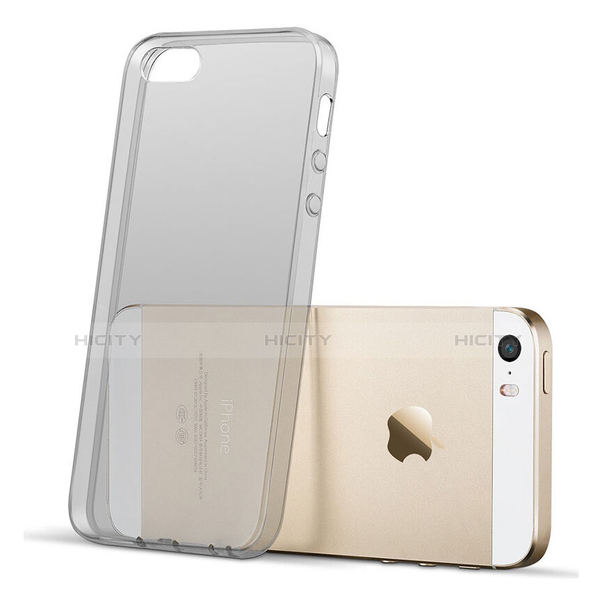 Custodia Silicone Trasparente Ultra Sottile Morbida per Apple iPhone 5 Grigio