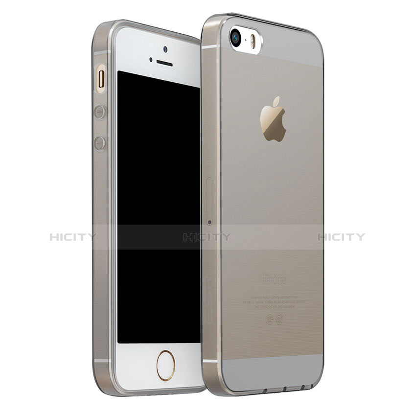 Custodia Silicone Trasparente Ultra Sottile Morbida per Apple iPhone 5 Grigio