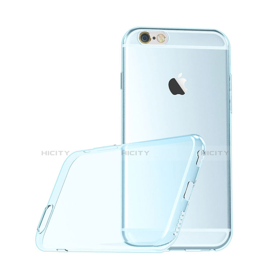 Custodia Silicone Trasparente Ultra Sottile Morbida per Apple iPhone 6 Plus Blu