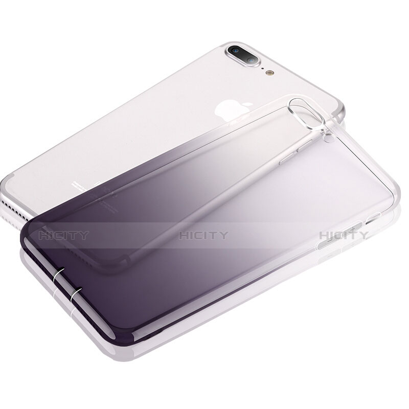 Custodia Silicone Trasparente Ultra Sottile Morbida Sfumato con Anello Supporto per Apple iPhone 7 Plus Grigio