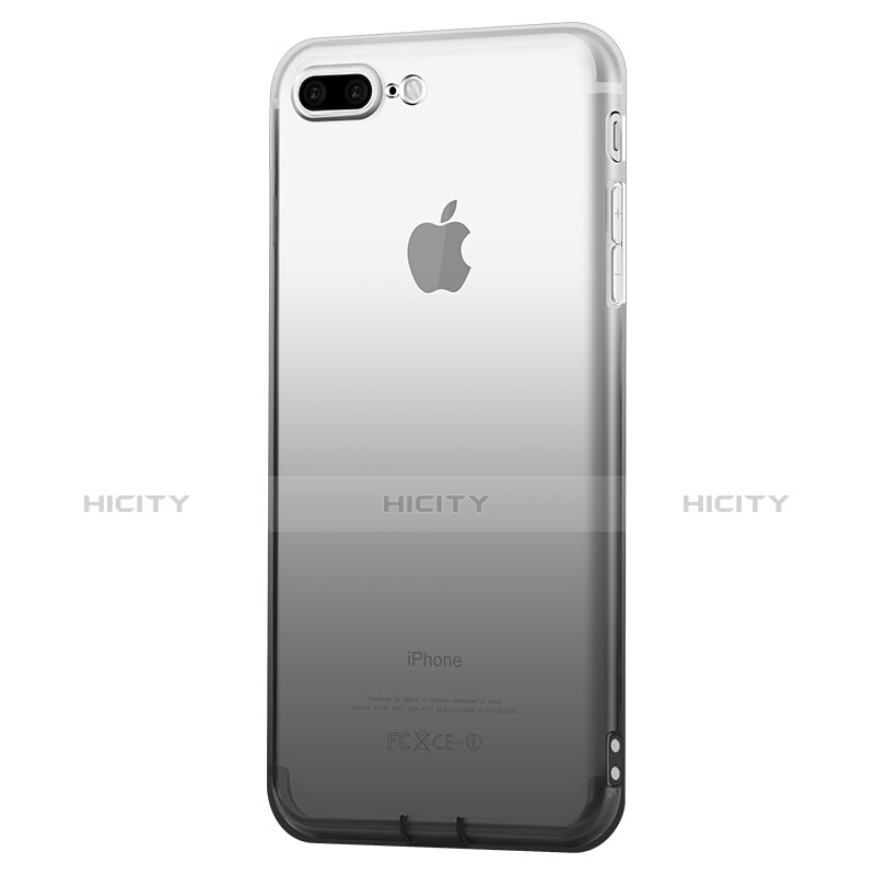 Custodia Silicone Trasparente Ultra Sottile Morbida Sfumato con Anello Supporto per Apple iPhone 7 Plus Grigio