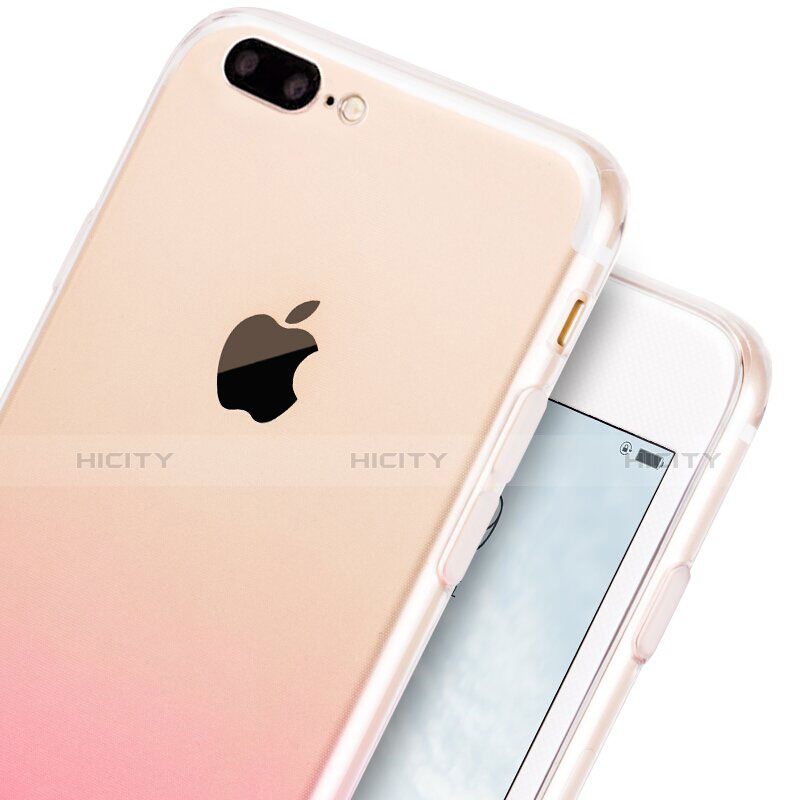 Custodia Silicone Trasparente Ultra Sottile Morbida Sfumato con Anello Supporto per Apple iPhone 7 Plus Rosa