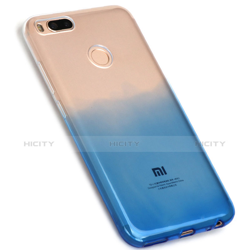 Custodia Silicone Trasparente Ultra Sottile Morbida Sfumato G01 per Xiaomi Mi 5X Blu