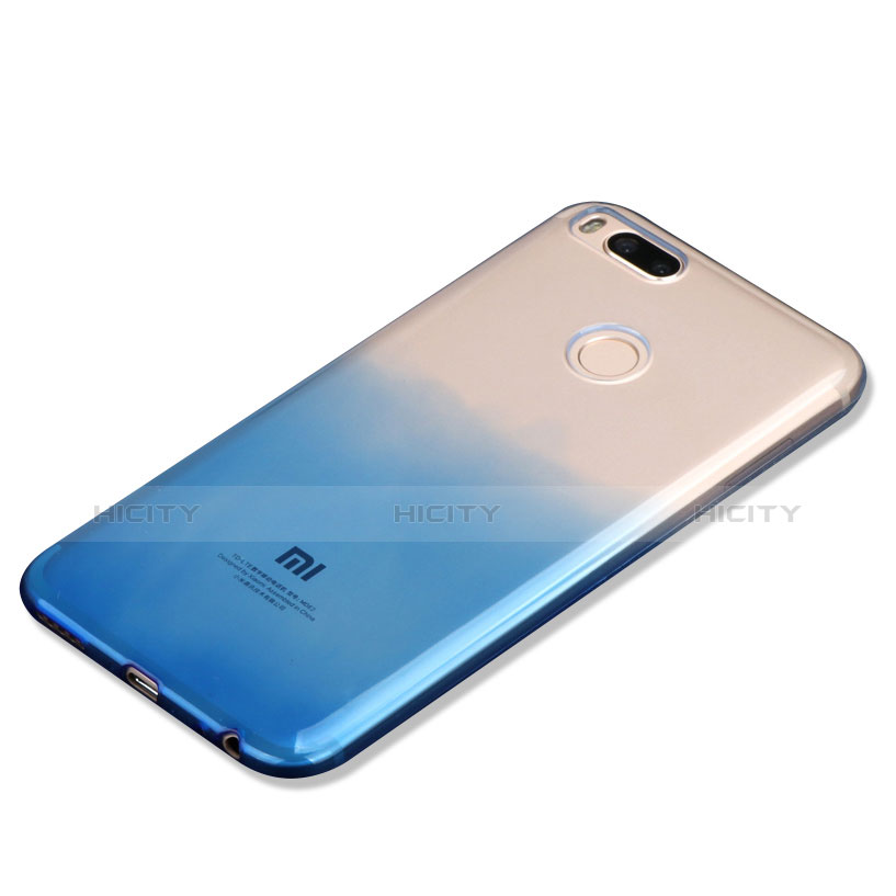 Custodia Silicone Trasparente Ultra Sottile Morbida Sfumato G01 per Xiaomi Mi 5X Blu