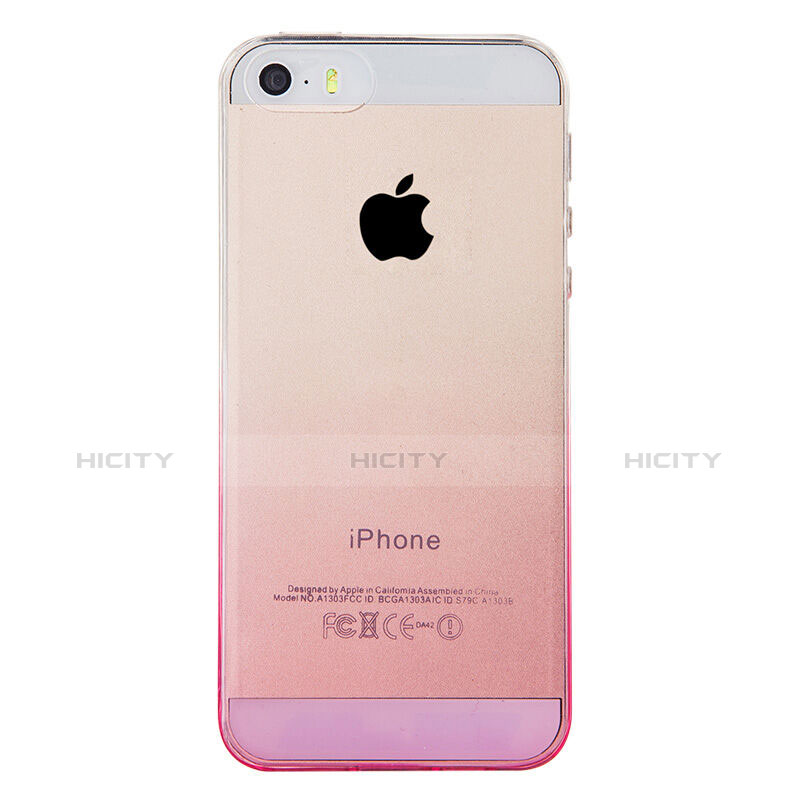 Custodia Silicone Trasparente Ultra Sottile Morbida Sfumato per Apple iPhone 5S Rosa