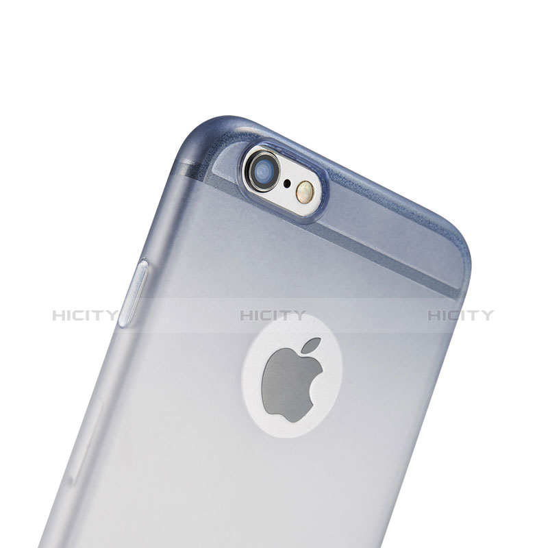 Custodia Silicone Trasparente Ultra Sottile Morbida Sfumato per Apple iPhone 6 Plus Blu