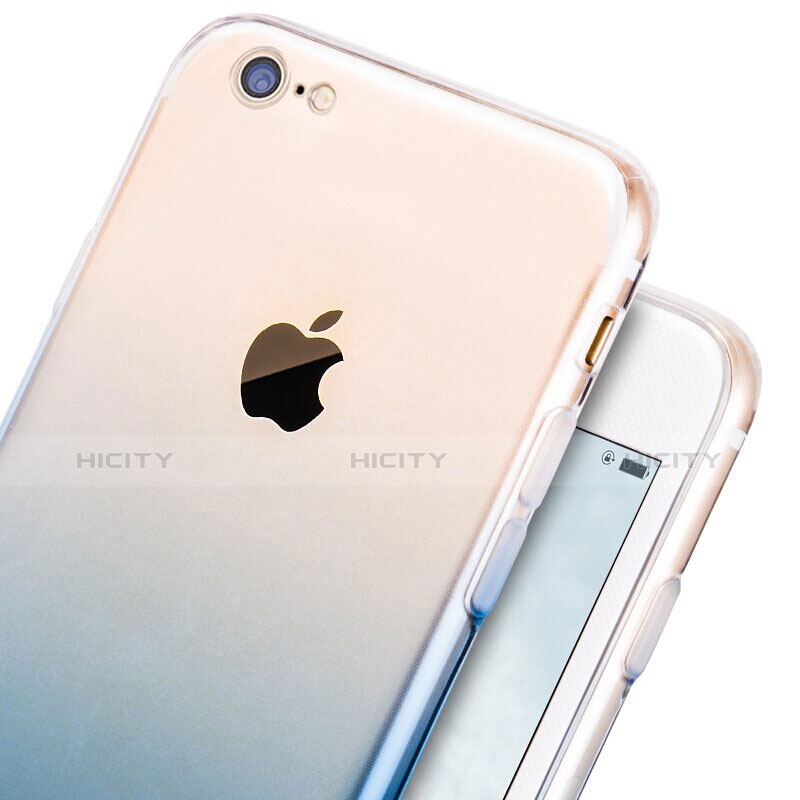 Custodia Silicone Trasparente Ultra Sottile Morbida Sfumato per Apple iPhone 7 Blu
