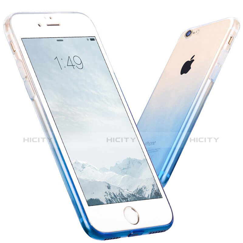 Custodia Silicone Trasparente Ultra Sottile Morbida Sfumato per Apple iPhone 7 Blu