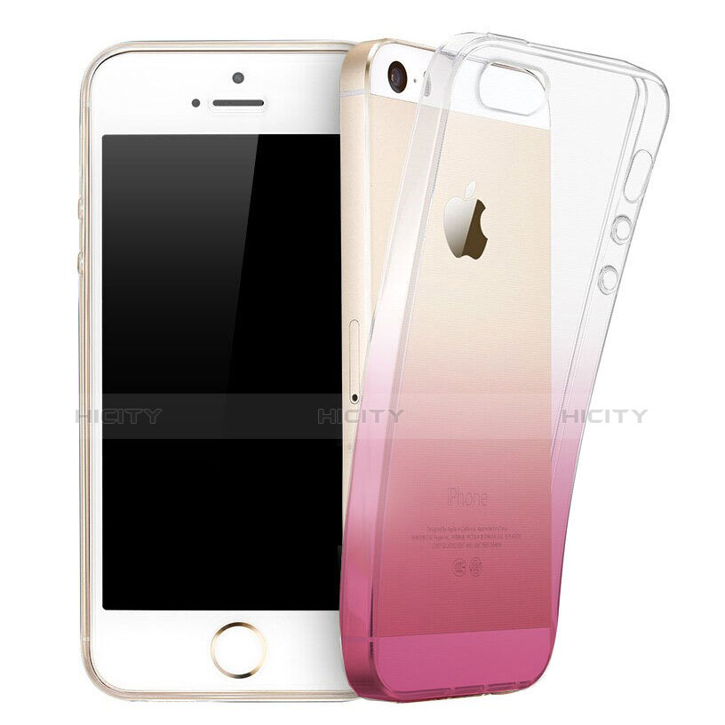 Custodia Silicone Trasparente Ultra Sottile Morbida Sfumato per Apple iPhone SE Rosa