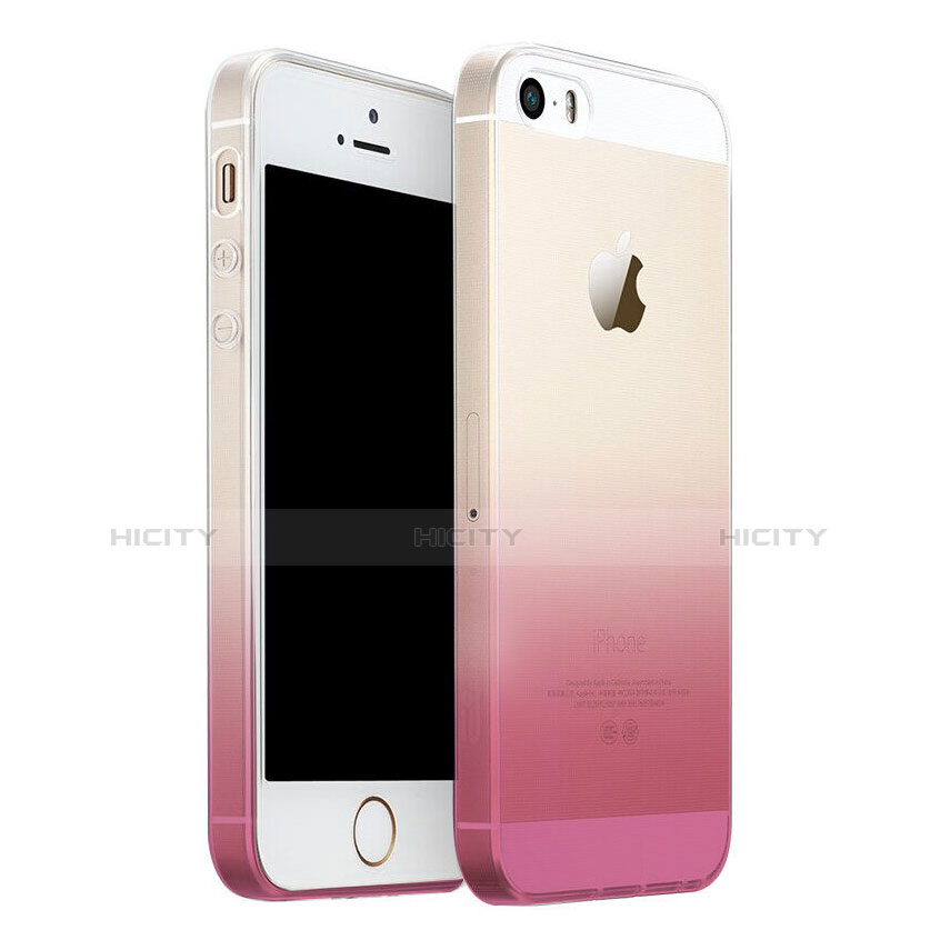 Custodia Silicone Trasparente Ultra Sottile Morbida Sfumato per Apple iPhone SE Rosa