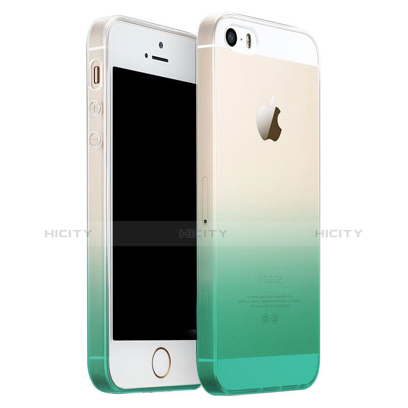 Custodia Silicone Trasparente Ultra Sottile Morbida Sfumato per Apple iPhone SE Verde