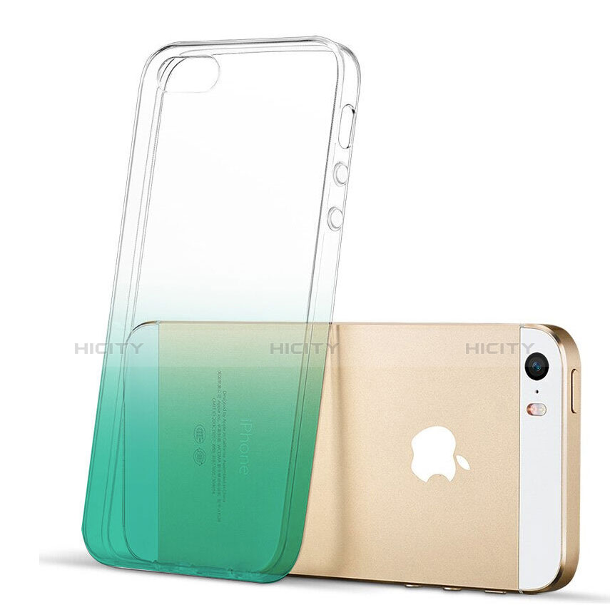 Custodia Silicone Trasparente Ultra Sottile Morbida Sfumato per Apple iPhone SE Verde