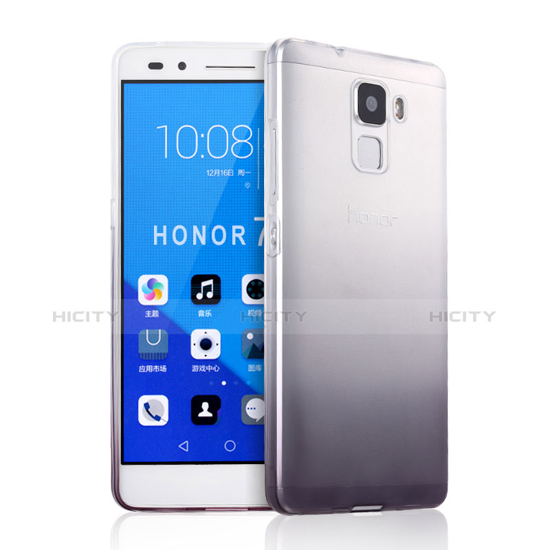 Custodia Silicone Trasparente Ultra Sottile Morbida Sfumato per Huawei Honor 7 Dual SIM Grigio