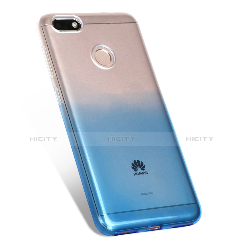 Custodia Silicone Trasparente Ultra Sottile Morbida Sfumato per Huawei Y6 Pro (2017) Blu