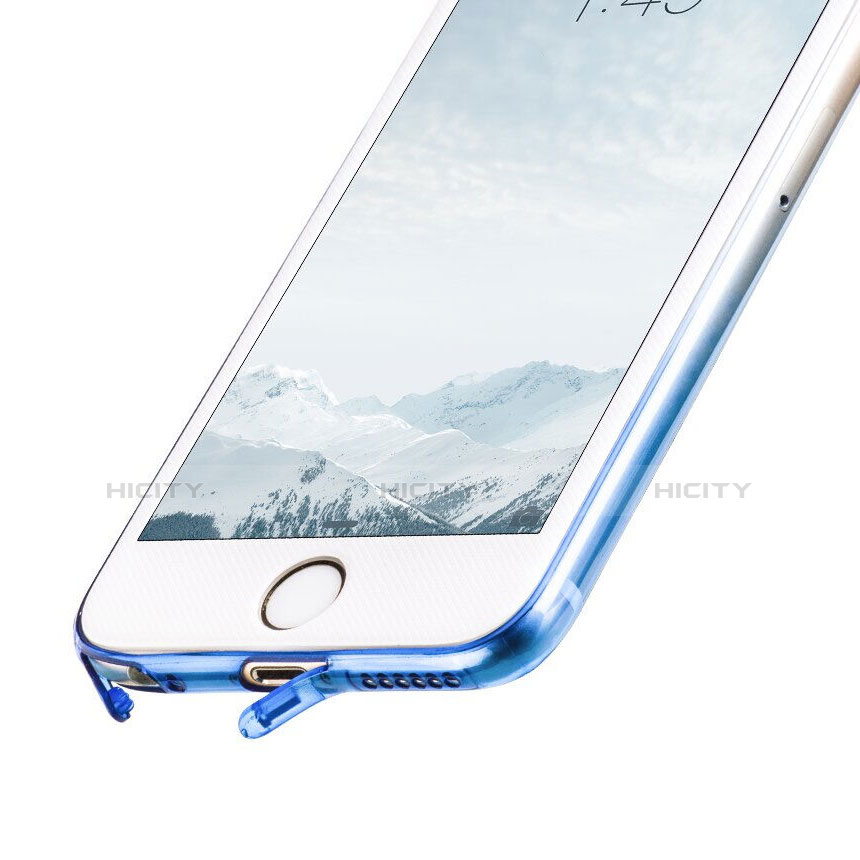 Custodia Silicone Trasparente Ultra Sottile Morbida Sfumato Z01 per Apple iPhone 6 Plus Blu