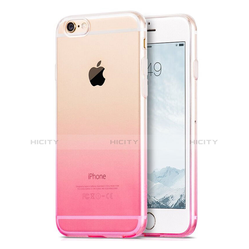 Custodia Silicone Trasparente Ultra Sottile Morbida Sfumato Z01 per Apple iPhone 6 Plus Rosa