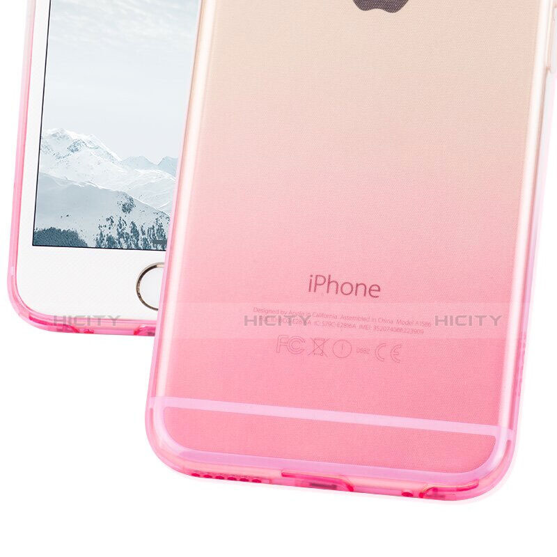 Custodia Silicone Trasparente Ultra Sottile Morbida Sfumato Z01 per Apple iPhone 6 Plus Rosa