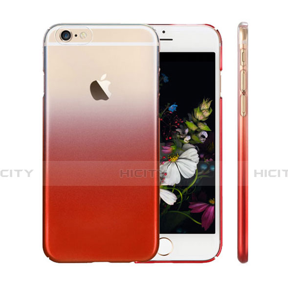 Custodia Silicone Trasparente Ultra Sottile Morbida Sfumato Z01 per Apple iPhone 6 Plus Rosso