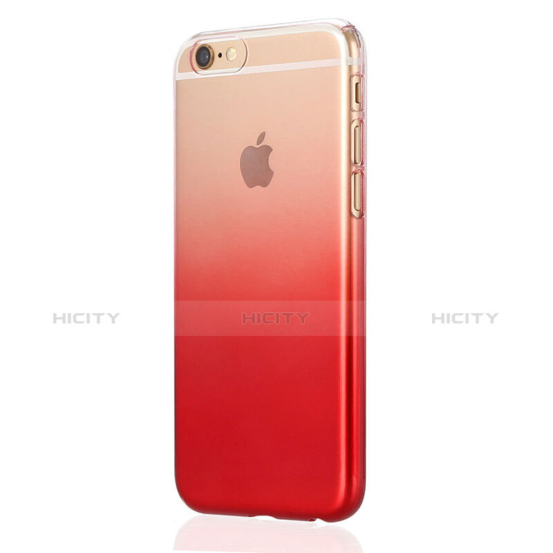 Custodia Silicone Trasparente Ultra Sottile Morbida Sfumato Z01 per Apple iPhone 6 Plus Rosso