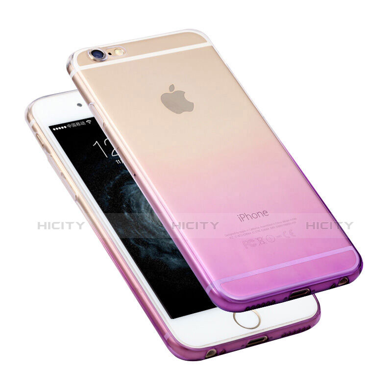 Custodia Silicone Trasparente Ultra Sottile Morbida Sfumato Z01 per Apple iPhone 6 Plus Viola