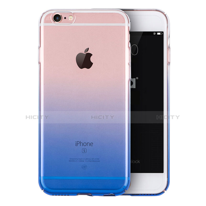 Custodia Silicone Trasparente Ultra Sottile Morbida Sfumato Z01 per Apple iPhone 6S Blu