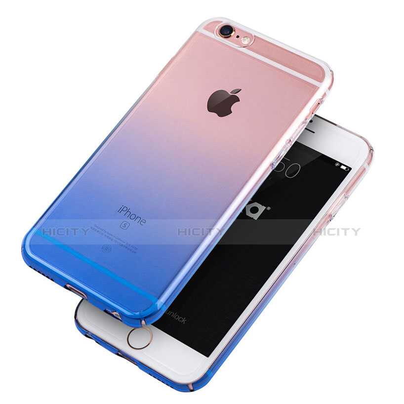 Custodia Silicone Trasparente Ultra Sottile Morbida Sfumato Z01 per Apple iPhone 6S Plus Blu