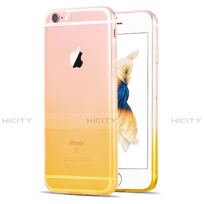 Custodia Silicone Trasparente Ultra Sottile Morbida Sfumato Z01 per Apple iPhone 6S Plus Giallo