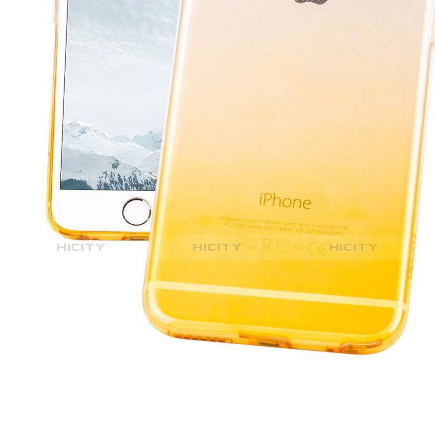 Custodia Silicone Trasparente Ultra Sottile Morbida Sfumato Z01 per Apple iPhone 6S Plus Giallo