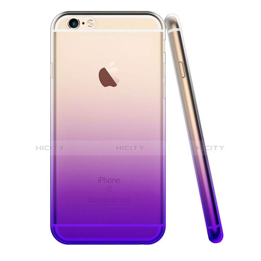 Custodia Silicone Trasparente Ultra Sottile Morbida Sfumato Z01 per Apple iPhone 6S Plus Viola