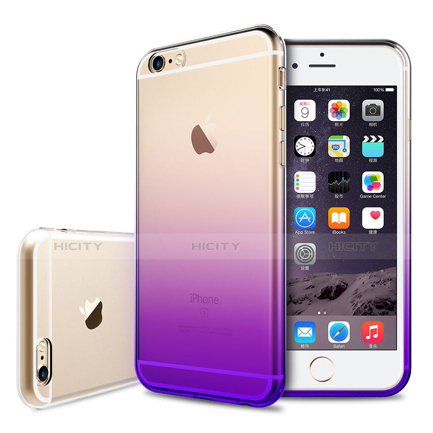 Custodia Silicone Trasparente Ultra Sottile Morbida Sfumato Z01 per Apple iPhone 6S Plus Viola