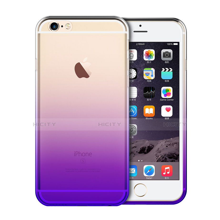 Custodia Silicone Trasparente Ultra Sottile Morbida Sfumato Z01 per Apple iPhone 6S Viola