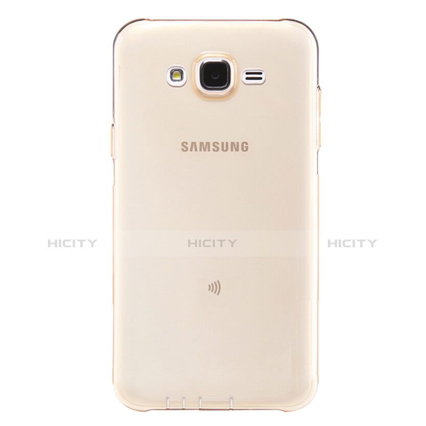 Custodia Silicone Trasparente Ultra Sottile Morbida T02 per Samsung Galaxy J5 SM-J500F Oro