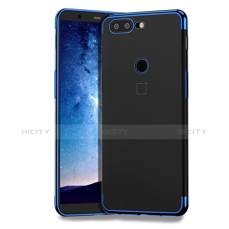 Custodia Silicone Trasparente Ultra Sottile Morbida T04 per OnePlus 5T A5010 Blu