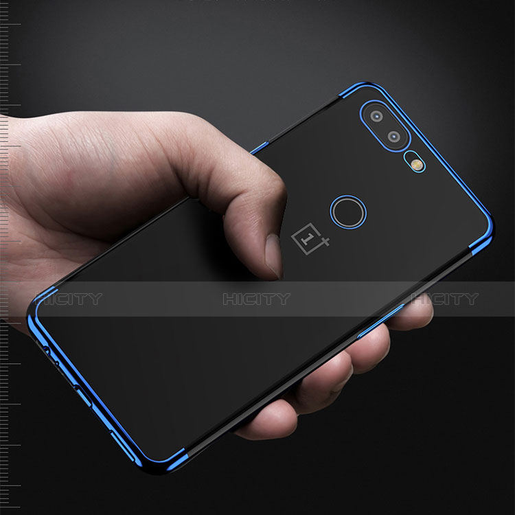 Custodia Silicone Trasparente Ultra Sottile Morbida T04 per OnePlus 5T A5010 Blu