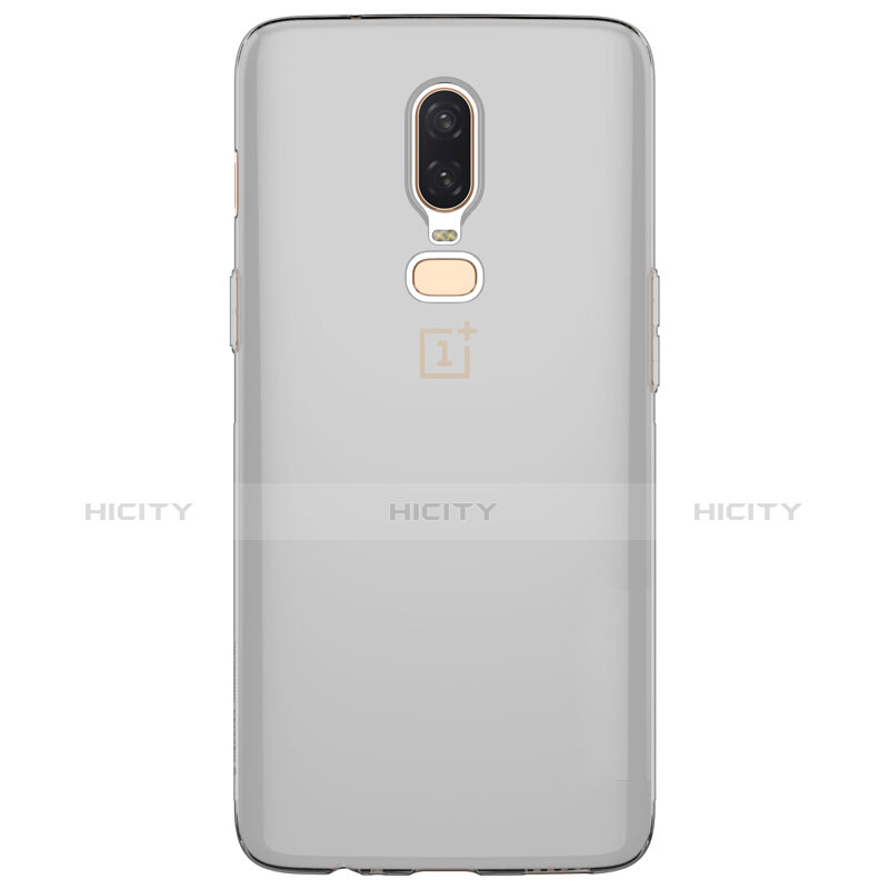 Custodia Silicone Trasparente Ultra Sottile Morbida T04 per OnePlus 6 Grigio