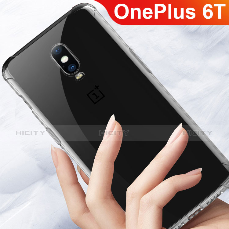 Custodia Silicone Trasparente Ultra Sottile Morbida T04 per OnePlus 6T Chiaro