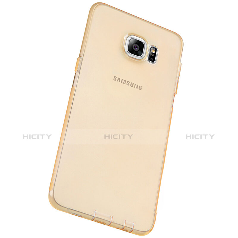 Custodia Silicone Trasparente Ultra Sottile Morbida T04 per Samsung Galaxy S6 Edge+ Plus SM-G928F Oro