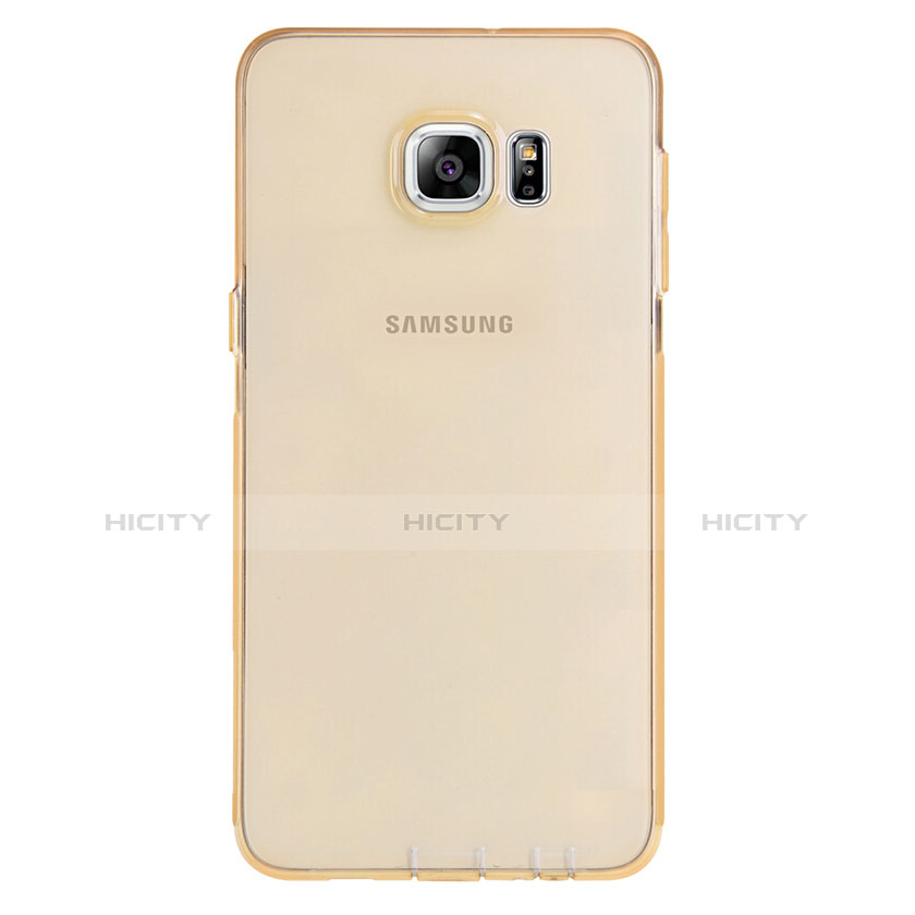 Custodia Silicone Trasparente Ultra Sottile Morbida T04 per Samsung Galaxy S6 Edge+ Plus SM-G928F Oro