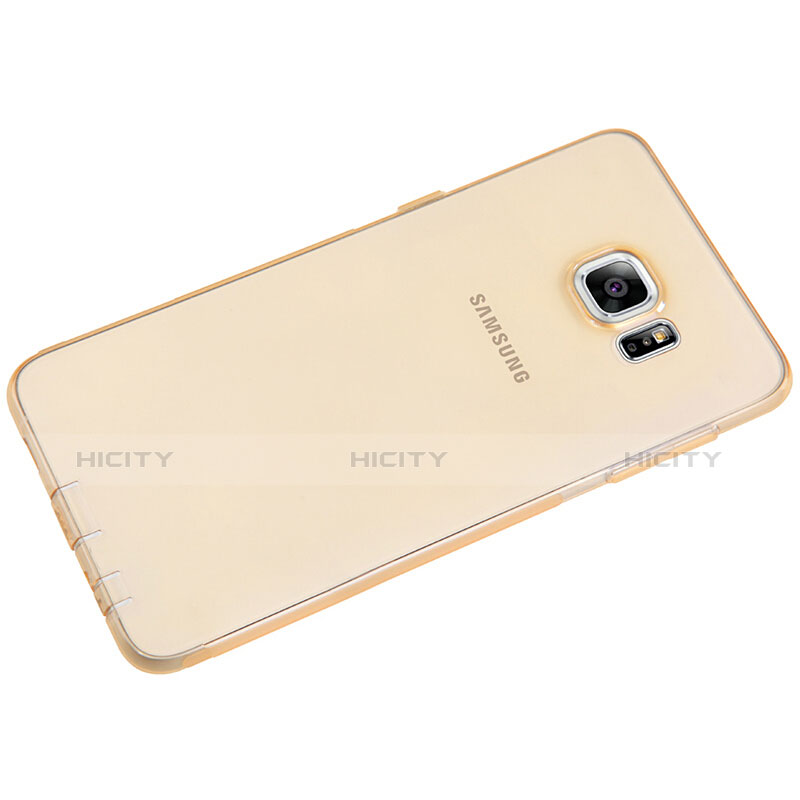 Custodia Silicone Trasparente Ultra Sottile Morbida T04 per Samsung Galaxy S6 Edge+ Plus SM-G928F Oro