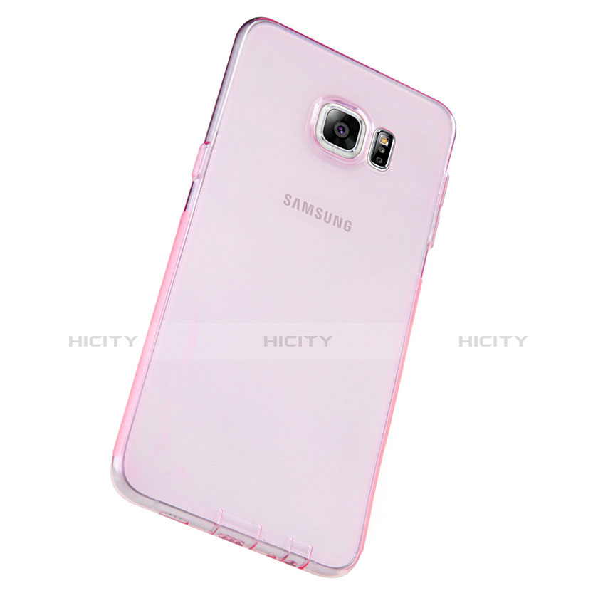 Custodia Silicone Trasparente Ultra Sottile Morbida T04 per Samsung Galaxy S6 Edge+ Plus SM-G928F Rosa