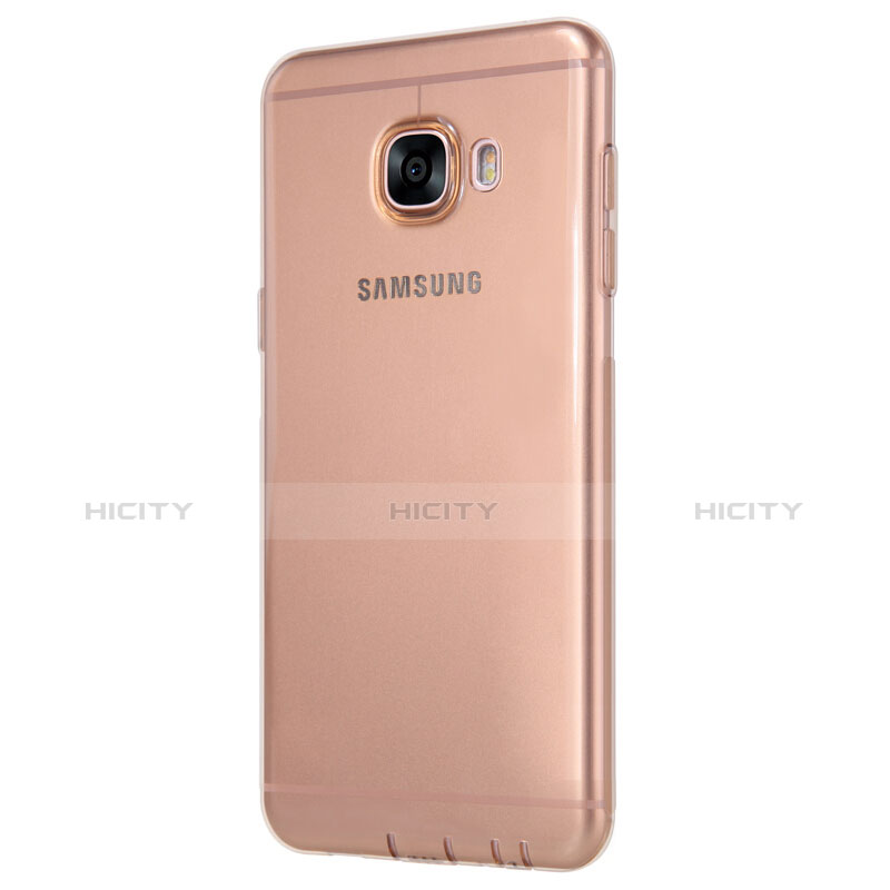 Custodia Silicone Trasparente Ultra Sottile Morbida T06 per Samsung Galaxy C7 SM-C7000 Oro