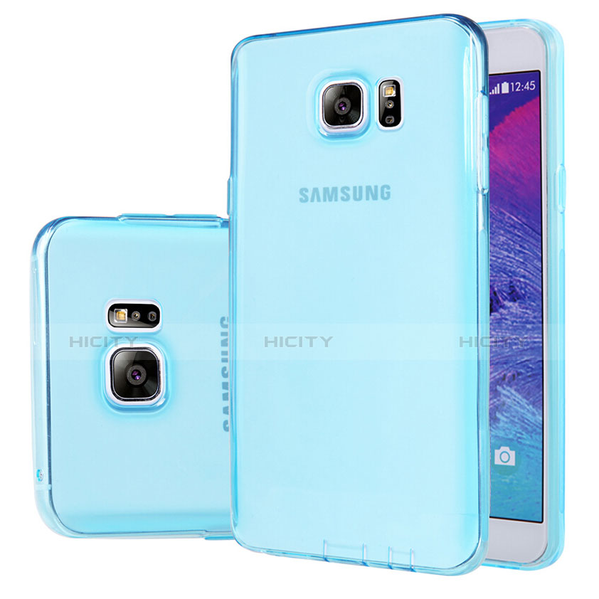 Custodia Silicone Trasparente Ultra Sottile Morbida T06 per Samsung Galaxy Note 5 N9200 N920 N920F Blu