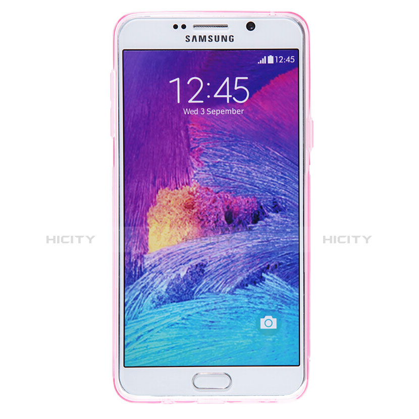 Custodia Silicone Trasparente Ultra Sottile Morbida T06 per Samsung Galaxy Note 5 N9200 N920 N920F Rosa