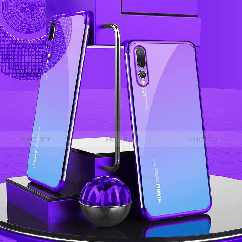 Custodia Silicone Trasparente Ultra Sottile Morbida T07 per Huawei P20 Pro Viola