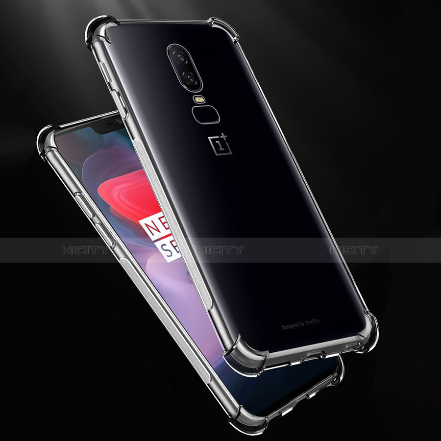 Custodia Silicone Trasparente Ultra Sottile Morbida T07 per OnePlus 6 Chiaro