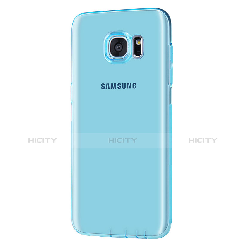 Custodia Silicone Trasparente Ultra Sottile Morbida T07 per Samsung Galaxy S7 Edge G935F Blu